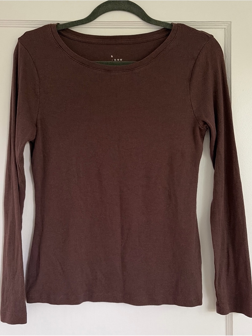 a new day Chocolate Brown Long Sleeve Scoop Neck Tee